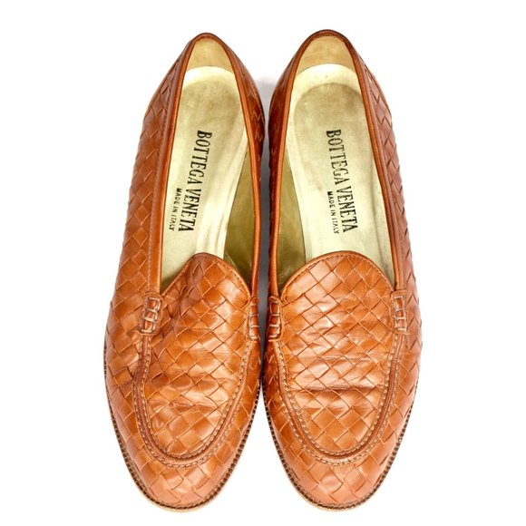Vintage BOTTEGA VENETA Brown Intrecciato Woven Leather Driving Loafers - Picture 4 of 13